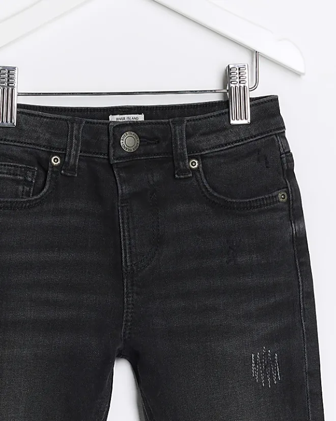 River Island Mini boys slim ripped jeans Black Clearance