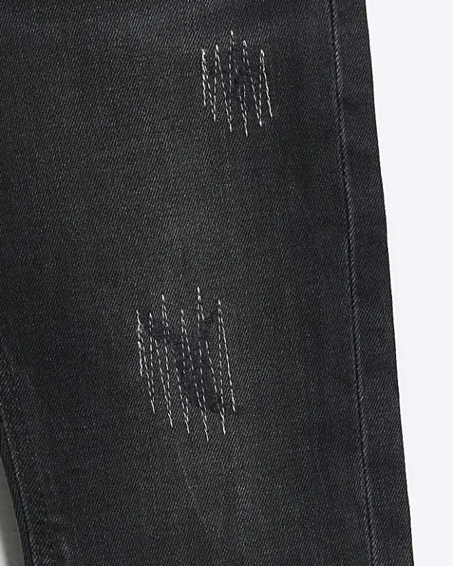 River Island Mini boys slim ripped jeans Black Clearance