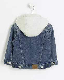 River Island Mini boys hooded denim trucker jacket Blue Hot