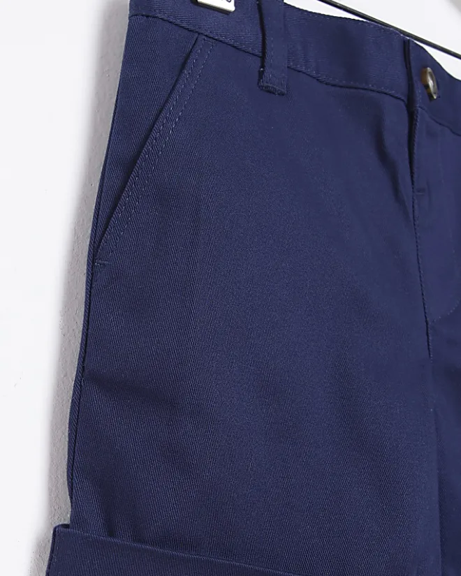 River Island Mini Boys Stretch Chino Shorts Navy Outlet