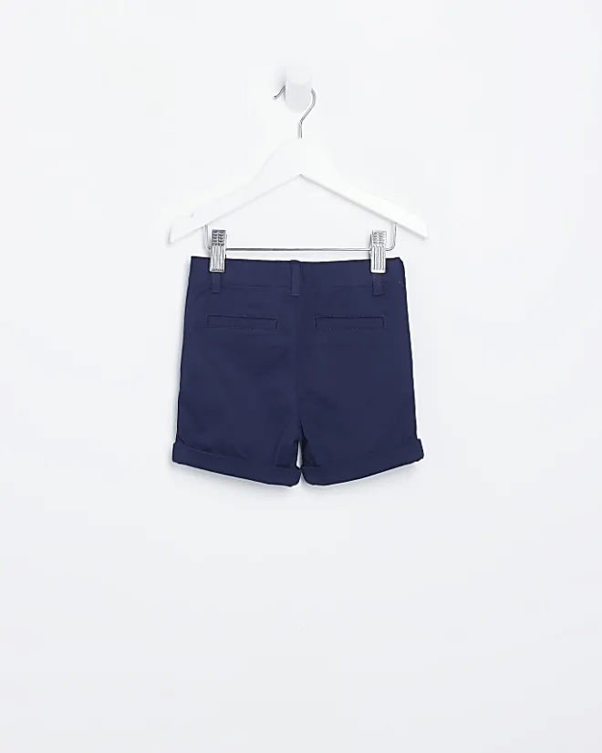 River Island Mini Boys Stretch Chino Shorts Navy Outlet