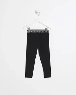 River Island Mini girls heart waistband leggings Black Online