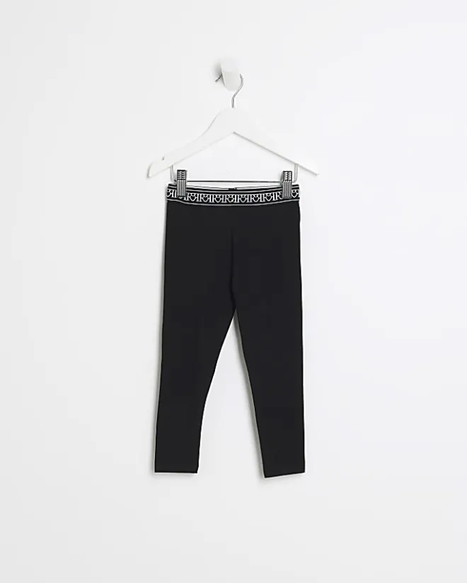 River Island Mini girls heart waistband leggings Black Online