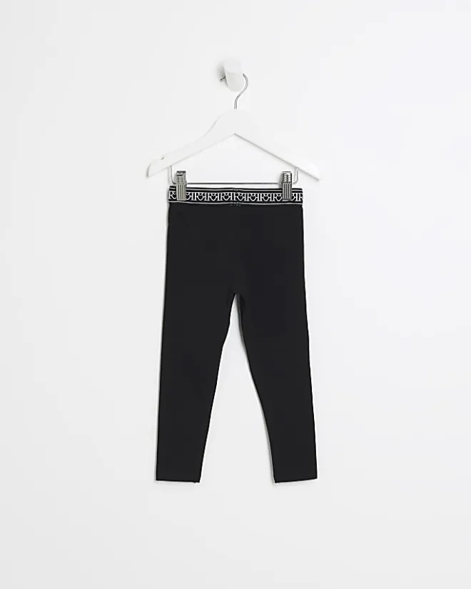 River Island Mini girls heart waistband leggings Black Online