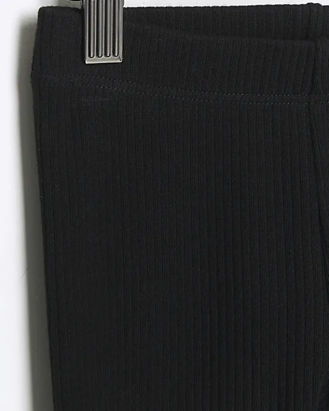 River Island Mini girls plain rib leggings Black Fashion