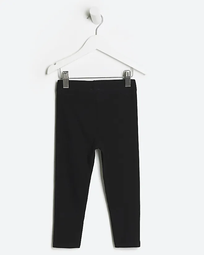 River Island Mini girls plain rib leggings Black Fashion