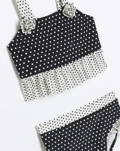 River Island Mini girls polka dot bikini set Black Online
