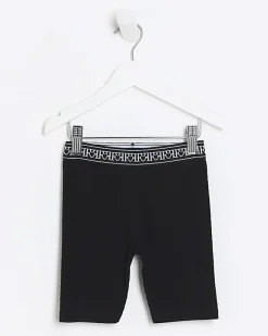 River Island Mini girls RI rib cycle shorts Black Clearance