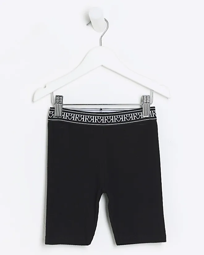 River Island Mini girls RI rib cycle shorts Black Clearance