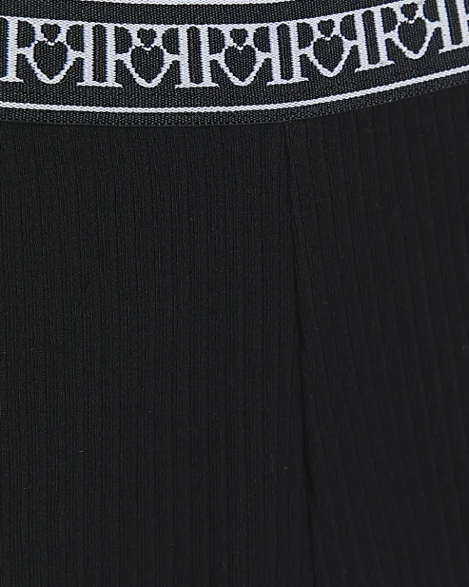 River Island Mini girls RI rib cycle shorts Black Clearance