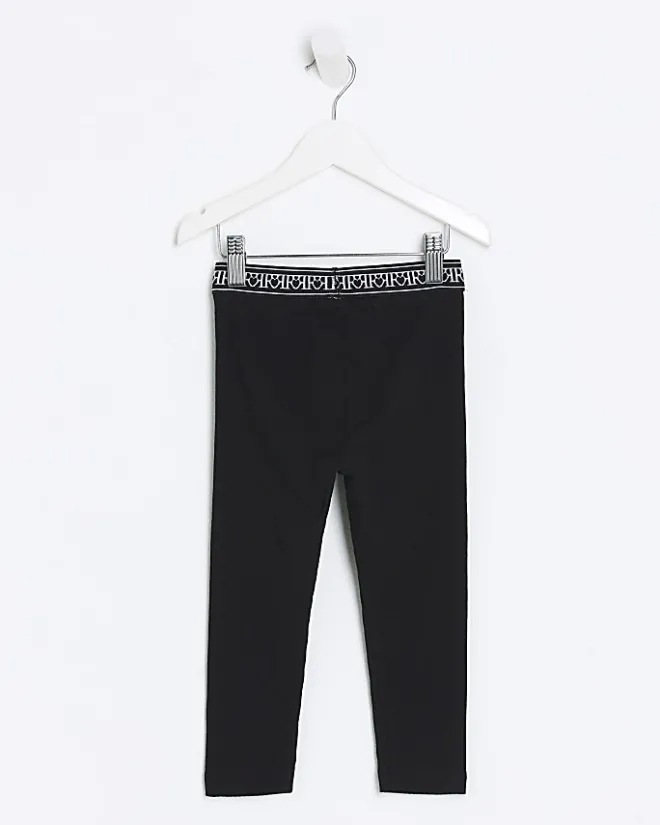 River Island Mini girls RI rib leggings Black Sale