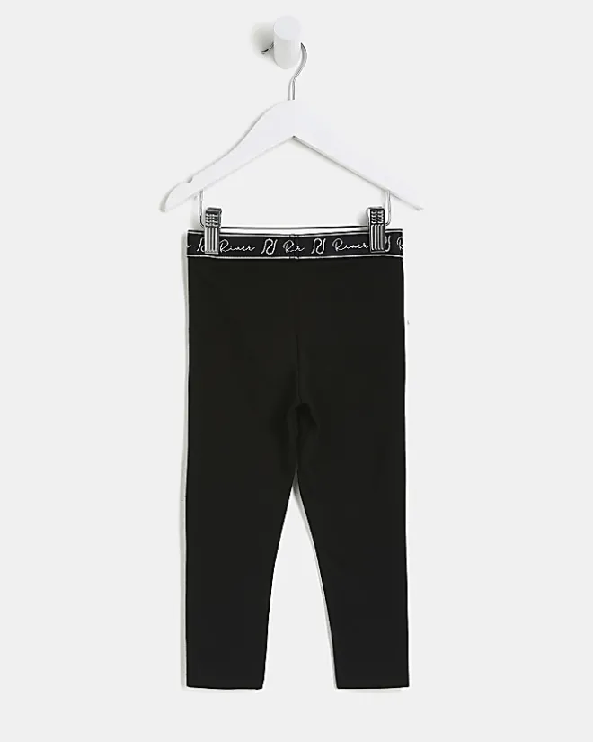 River Island Mini Girls RI Waistband Leggings Black Sale