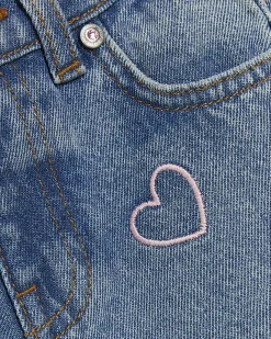 River Island Mini girls embroidered heart mom jeans Blue Fashion