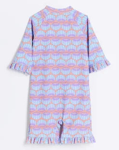 River Island Mini girls coral sun safe rash suit Orange Hot
