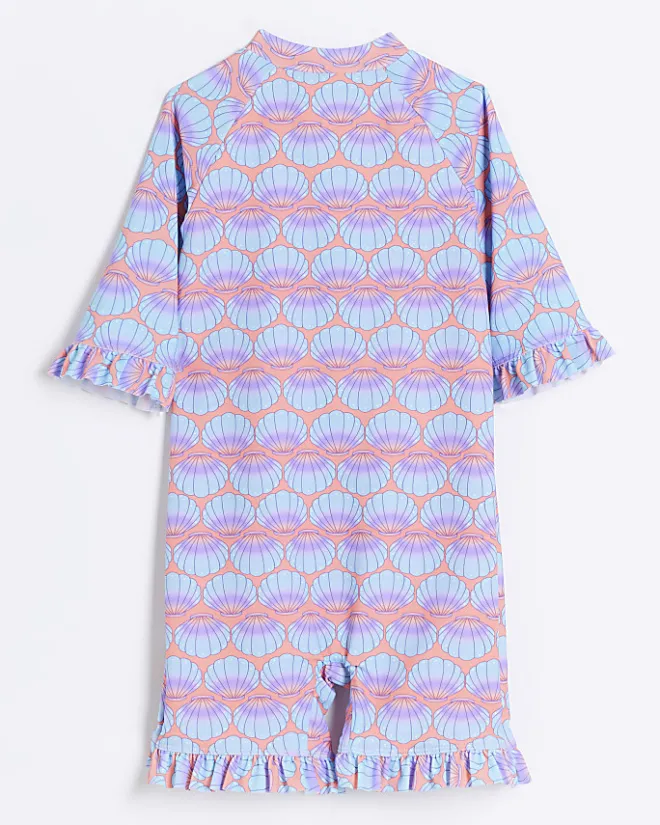 River Island Mini girls coral sun safe rash suit Orange Hot
