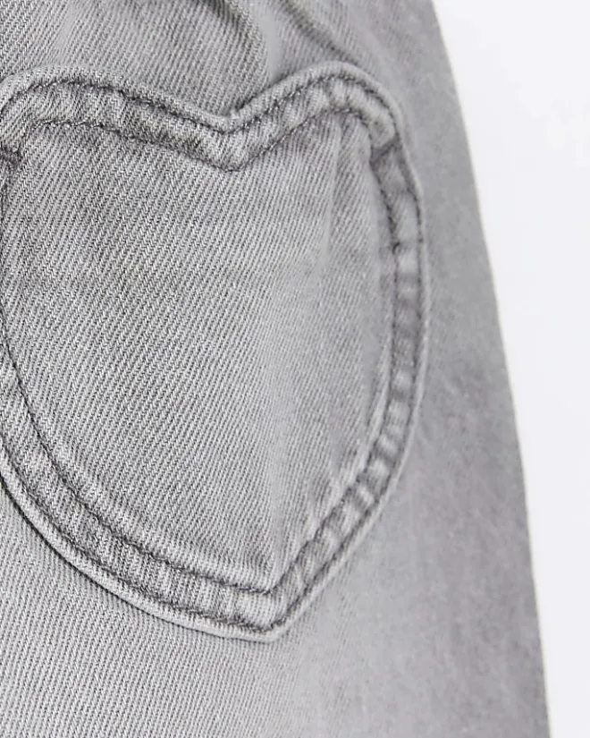 River Island Mini girls heart pocket paperbag jeans Grey Hot