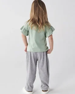 River Island Mini girls rib wide leg joggers Grey Outlet