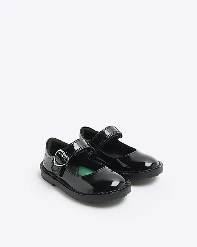 River Island Mini girls Kickers leather buckle shoes Black Clearance