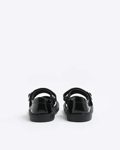 River Island Mini girls Kickers leather buckle shoes Black Clearance