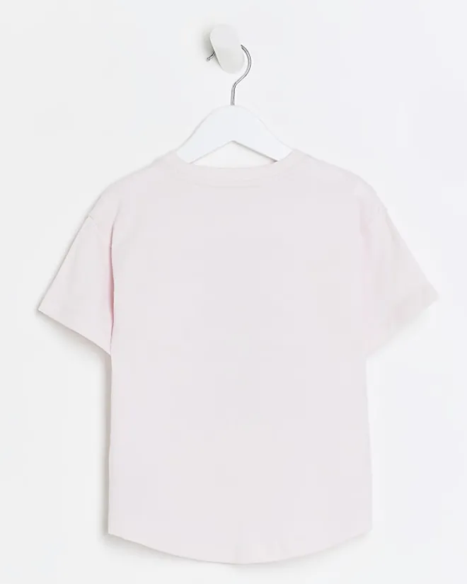 River Island Mini girls bear graphic t-shirt Pink Clearance