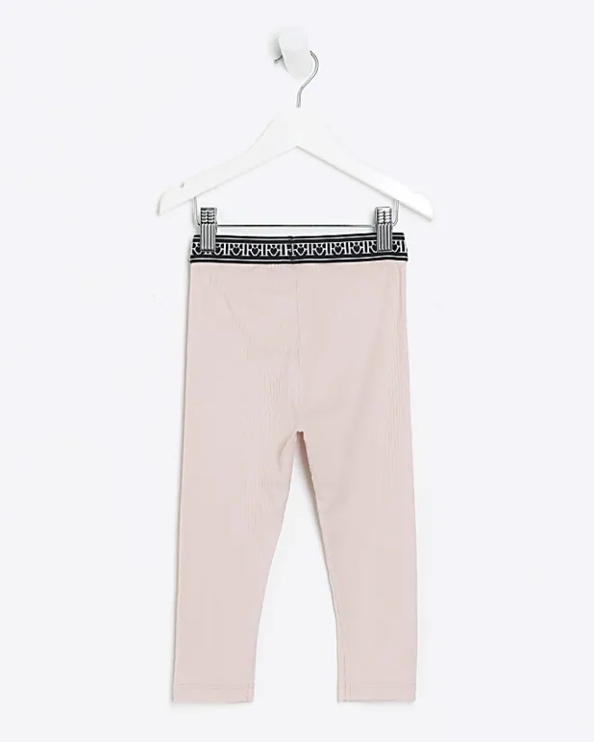 River Island Mini girls RI rib leggings Pink Online