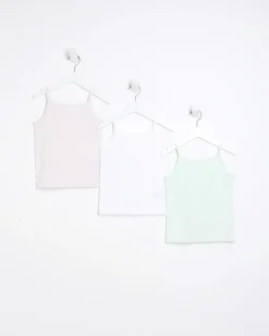 River Island Mini girls vests 3 pack Pink Hot