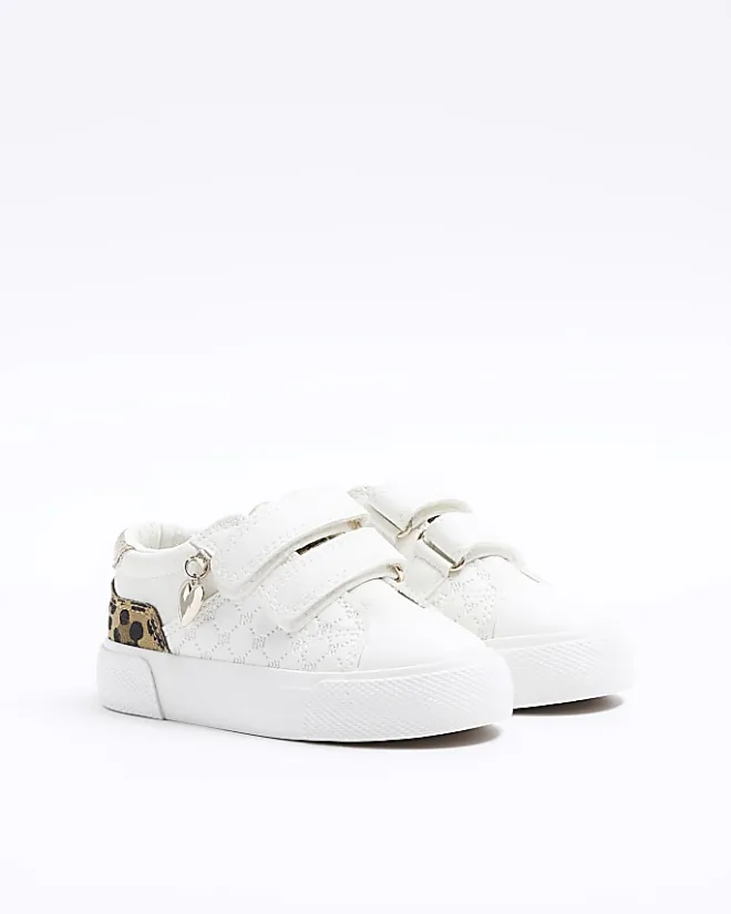 River Island Mini girls leopard print trainers White Best