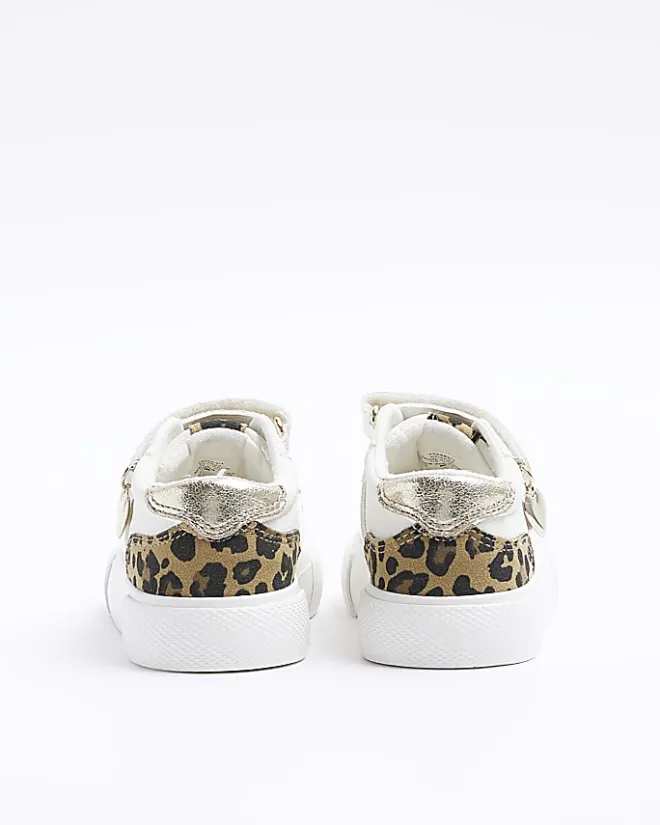 River Island Mini girls leopard print trainers White Best