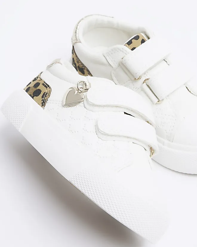 River Island Mini girls leopard print trainers White Best