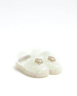 River Island Mini girls pearl flower jelly sandals White Discount