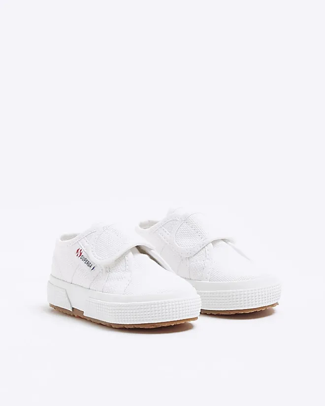 River Island Mini girls Superga velcro trainers White Online