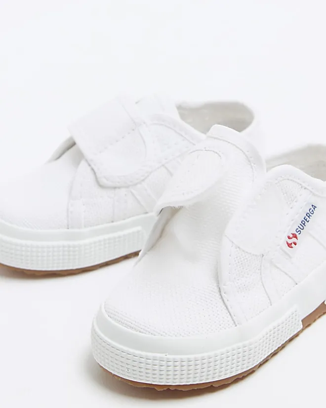 River Island Mini girls Superga velcro trainers White Online