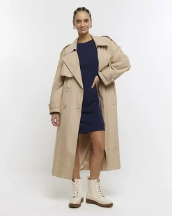 River Island Navy button detail sweatshirt mini dress Blue Clearance