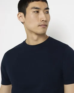 River Island muscle fit T-shirt Navy Fashion