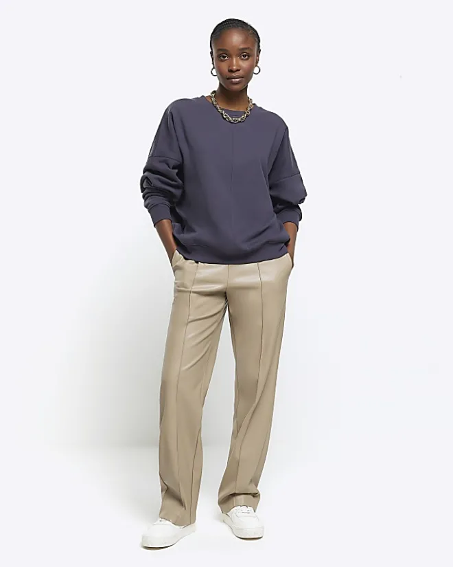 River Island Navy oversized sweatshirt Blue Best