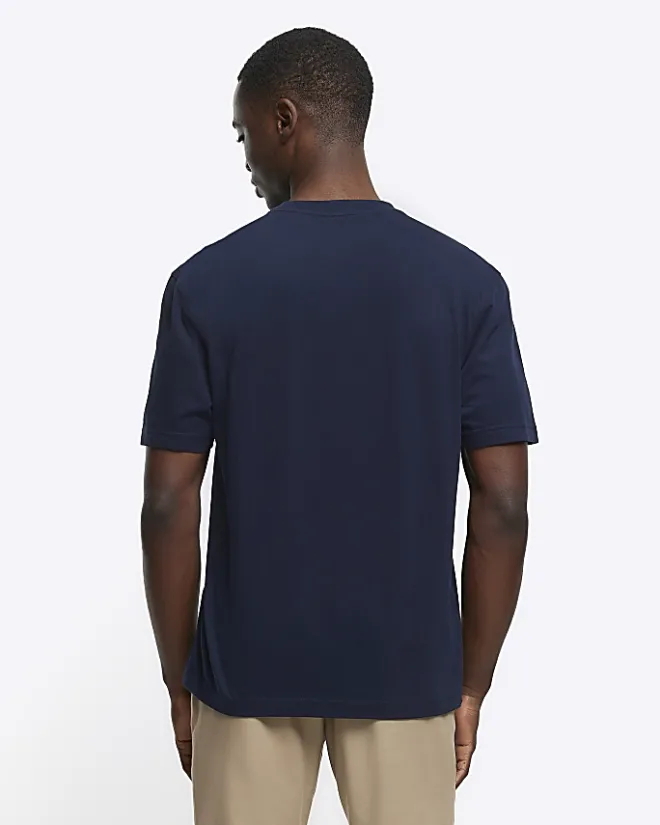River Island regular fit t-shirt Navy Discount