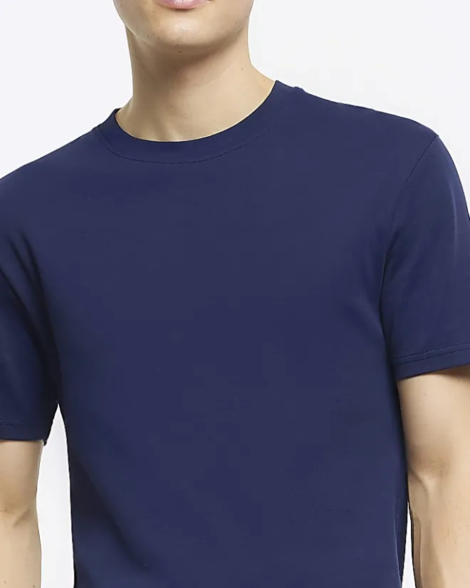 River Island RI Studio muscle fit t-shirt Navy Fashion