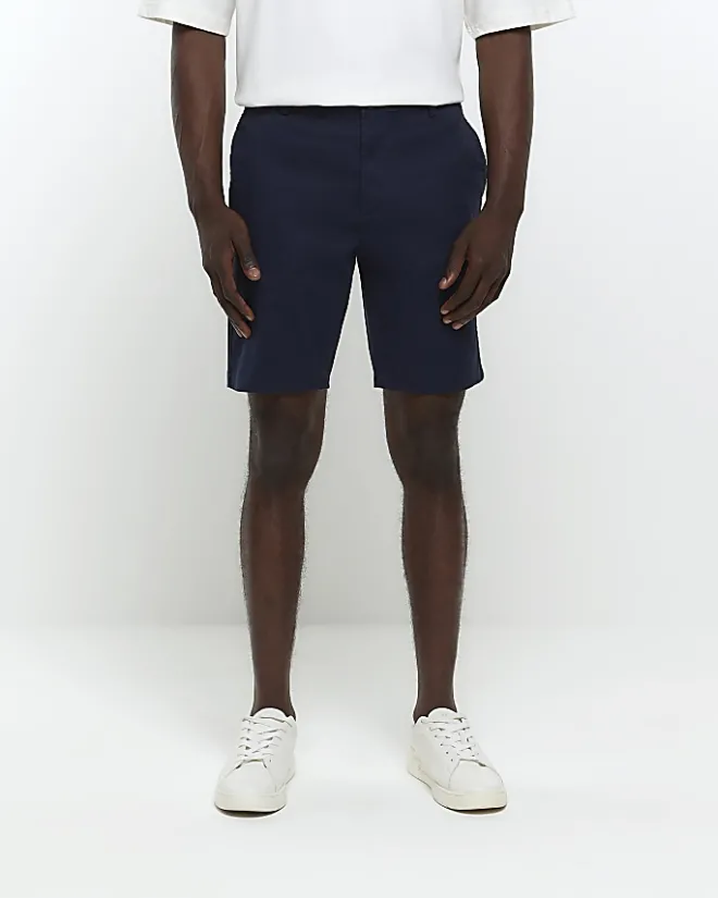 River Island skinny fit chino short Navy Best