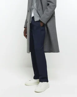 River Island slim fit smart joggers Navy Hot