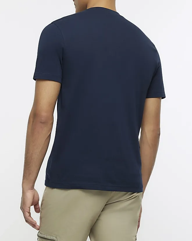 River Island slim fit t-shirt Navy New