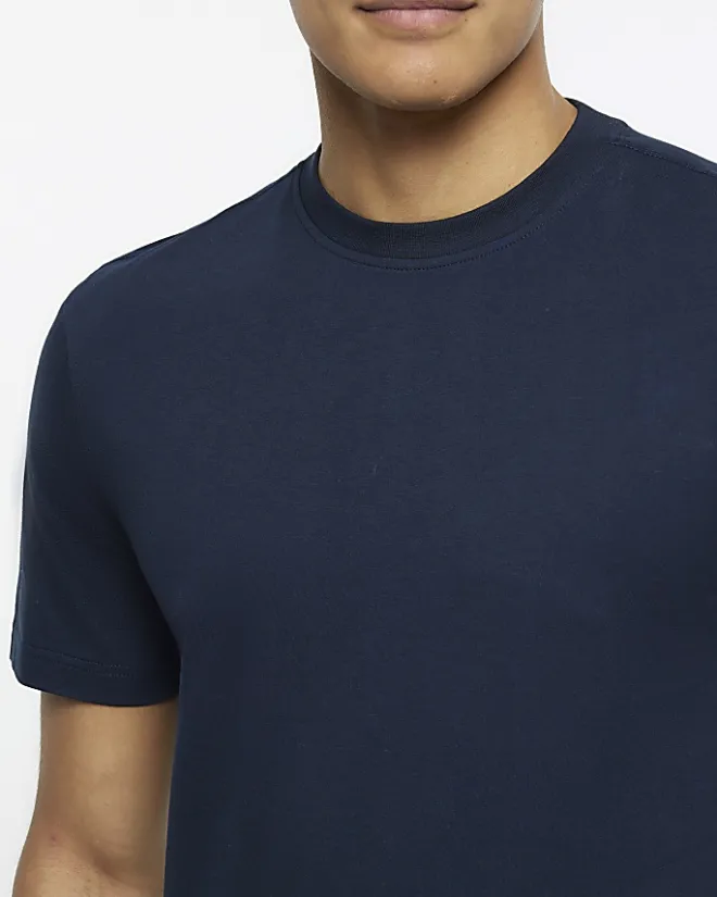 River Island slim fit t-shirt Navy New