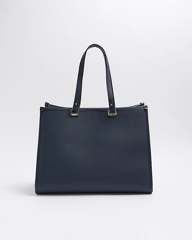 River Island Navy weave geometric shopper bag Blue Discount
