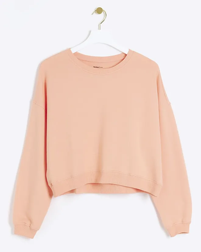 River Island crop plain sweatshirt Orange Discount