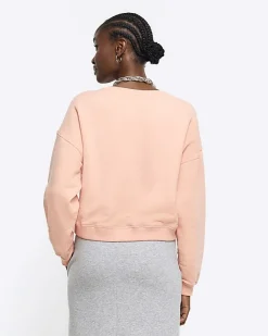 River Island crop plain sweatshirt Orange Discount