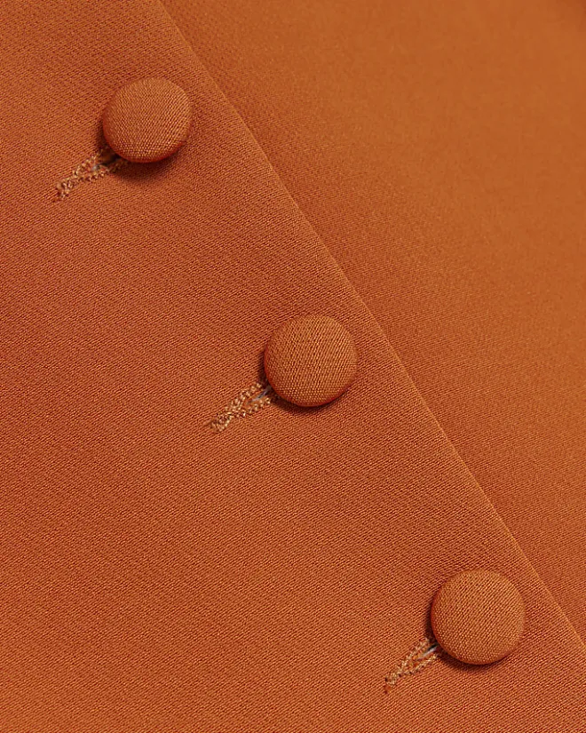 River Island Button Front Waistcoat Orange Clearance