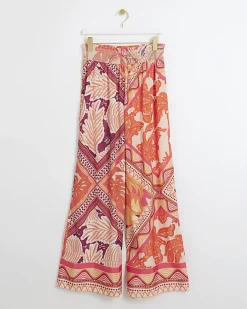 River Island floral wide leg trousers Orange Sale