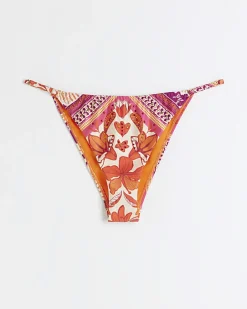 River Island scarf print high leg bikini bottoms Orange Hot