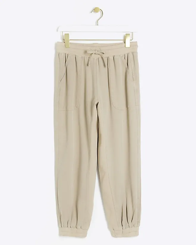 River Island Petite beige lyocell elasticated joggers Cream Fashion