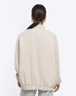 River Island Petite beige oversized bomber jacket Cream Best