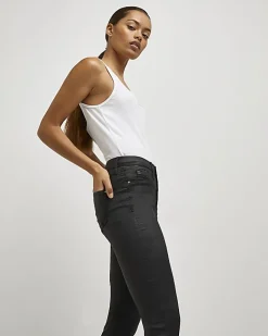 River Island Petite coated Molly skinny jeans Black Clearance
